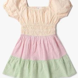GAP Girls Green Cotton Checks Dress-image-101