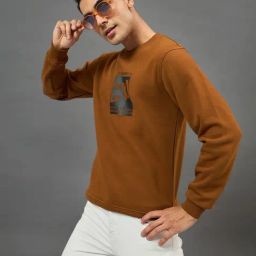 Club York Brown Fleece Regular Fit Print Sweatshirt-24