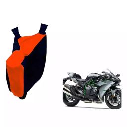 Auto Pearl Waterproof Two Wheeler Cover For Kawasaki Ninja H2 (Orange & Blue)-image-83