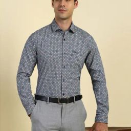Allen Solly Grey Cotton Slim Fit Printed Shirt-image-88
