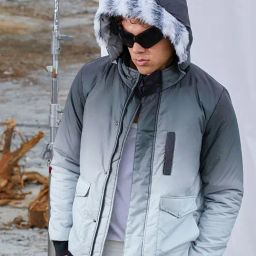 Campus Sutra Grey Regular Fit Ombre Hooded Jacket-image-19