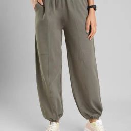 Ajile By Pantaloons Olive Green Cotton Comfort Fit Joggers-picture-47