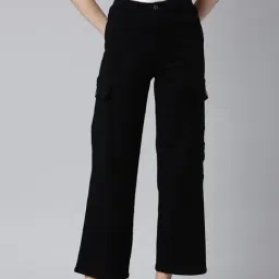 showoffff SHOWOFF Black Denim Relaxed Fit Mid Rise Cargo Jeans-picture-36