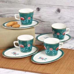India Circus by Krsnaa Mehta Green Bone China Marine Opulence Cup & Saucer Set-11