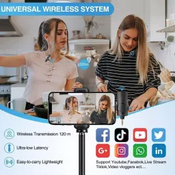 LEKATO Wireless Microphone Omni-directional Battery Powered 70 dB with Receiver, Black image 2