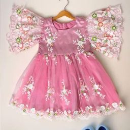 Bella Moda Kids Pink Self Pattern Dress-image-69