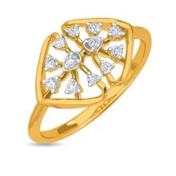 Kisna Diamond & Gold Jewellery Valery 14k (585) Diamond & Gold Ring For Women-picture-3