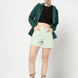 GAP Green Cotton Solid Shorts-image-76