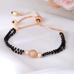 VOJ Gold Plated AD Stone Studded Mangalsutra Bracelet-18