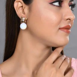 VOJ Women Gold Plated ButterFly Pearl Studs Earring for Women-36