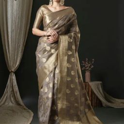 Saree Mall Grey Woven Sarees With Unstitched Blouse-picture-49