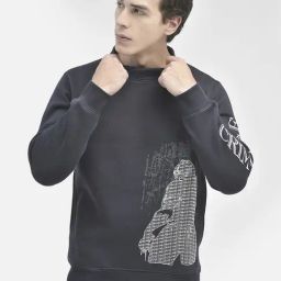 Crimsoune Club Navy Blue Regular Fit Printed Sweatshirt-image-8