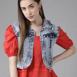 KASSUALLY Blue Cotton Crop Shrug-image-40