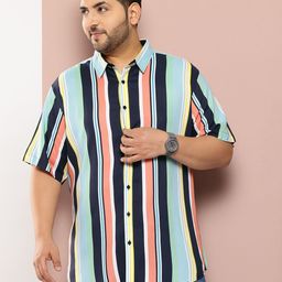Sztori Men Plus Size Classic Striped Casual Shirt-4