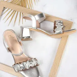 Carlton London Women's Silver Ankle Strap Sandals-picture-38