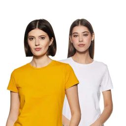 COLOR CAPITAL Mustard & White Regular Fit T-Shirt (Pack Of 2)-image-10