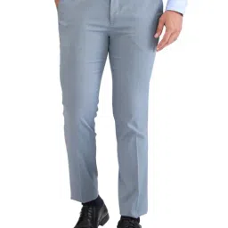 Park Avenue Blue Super Slim Fit Texture Trousers-picture-12