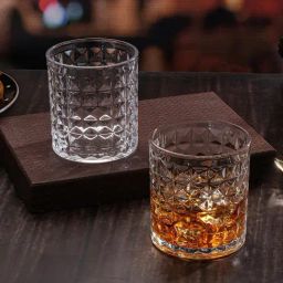 Troveas Clear Cavra Whiskey Glasses - Set of 2 (330 ml)-7
