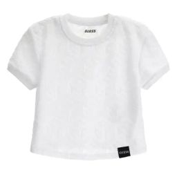Guess Kids White AOP Monochrome Logo Regular Fit T-Shirt-image-32