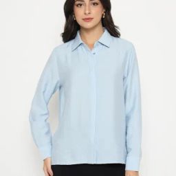 Madame Sky Blue Regular Fit Shirt-picture-18