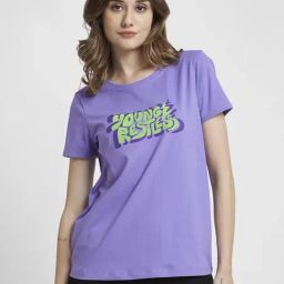Spykar Lavender Graphic Print Top-image-7