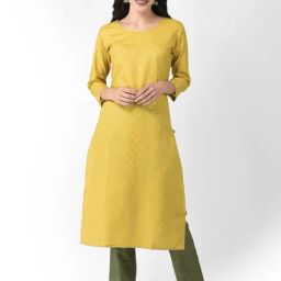 Span Yellow Printed A Line Kurta-36
