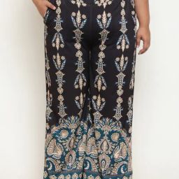 Amydus White & Black Printed Flared Fit High Rise Pants-image-83