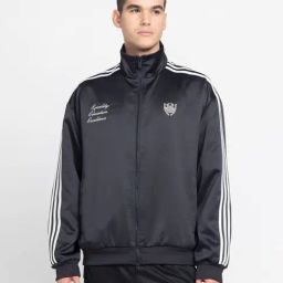 Adidas Black Loose Fit Striped Sports Jacket-picture-31
