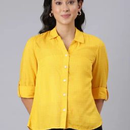Twin Birds Yellow Regular Fit Checks Shirt-picture-28