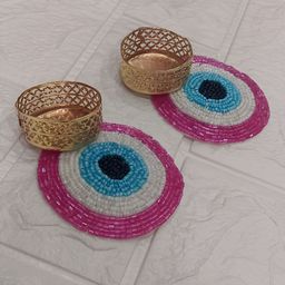 Sellplus Pink & Yellow 2 Pieces Textured Candle Holders-image-34