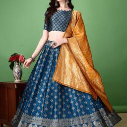 LADY SHOPI Ready to Wear Lehenga & Unstitched Blouse With Dupatta-image-20
