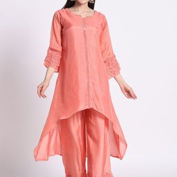 Silselah Women Solid A-Line Kurta with Palazzo-45