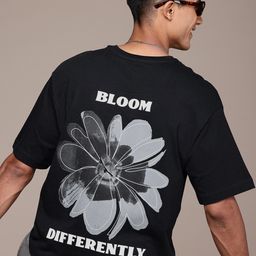 WROGN Pure Cotton Floral Printed Drop-Shoulder Sleeves Oversized T-shirt-picture-18