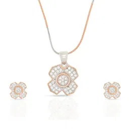 Anayra 92.5 Sterling Silver Diamond Pendant Earring Set-image-64