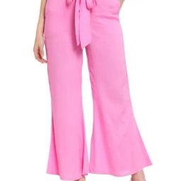 PATRORNA Light Pink Mid Rise Relaxed Fit Bootcut Trousers-image-6