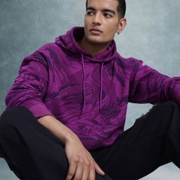 The Roadster Lifestyle Co. Abstract Printed Hooded Sweatshirt-image-56