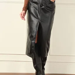 TANDUL Front Slit Midi Skirt-image-23