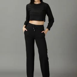 SHOWOFF Black Crop Top With Pants-21
