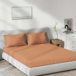 DDecor Orange Cotton 180 TC 120 GSM Double Bedsheet With 2 Pillow Cover-18
