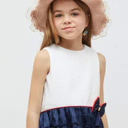 One Friday Girls Self Design Bow Detail Ruffled Peplum Top-picture-7