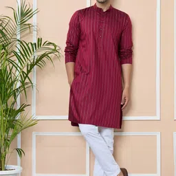 See Designs Men Striped Regular Kurta with Pyjamas-picture-17