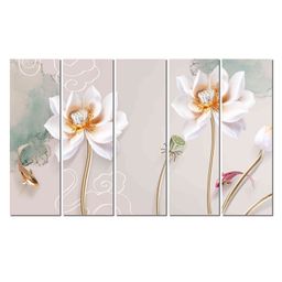 WENS Flowers Blossom 5 Pieces Laminated Wall Art Panels - Multicolor-image-2