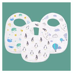 Elementary Premium 6 Layered Ultra Soft Muslin Cotton Bib - Pack of 3 (Colour & Print May Vary)-image-12