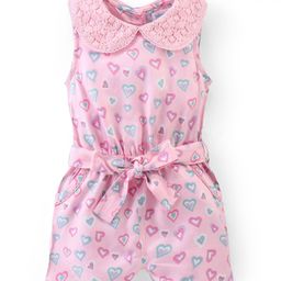Babyoye Eco Conscious Viscose Sleeveless Hearts Printed Jumpsuit - Purple-image-73