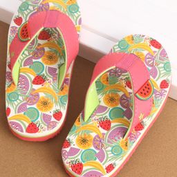 Cute Walk by Babyhug Slip On Style Fruits Graphics and Applique Flip Flops - Pink-image-78