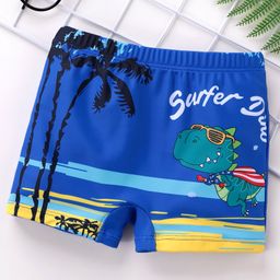 Babyhug Swimming Trunks Surfer Dino Print - Blue-image-67