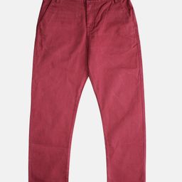 Kiddopanti Solid Button Down Pant - Maroon-image-58