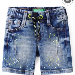 UCB Cotton Woven Knee Length Denim Shorts Solid Colour - Blue-image-72