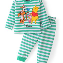 Babyhug Disney Single Jersey Knit Full Sleeves Night Suit With Winnie & Friends Graphics - Green-picture-1