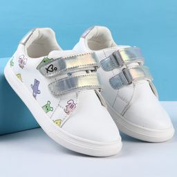 Babyoye Casual Printed Shoes with Velcro Closure - White-image-86
